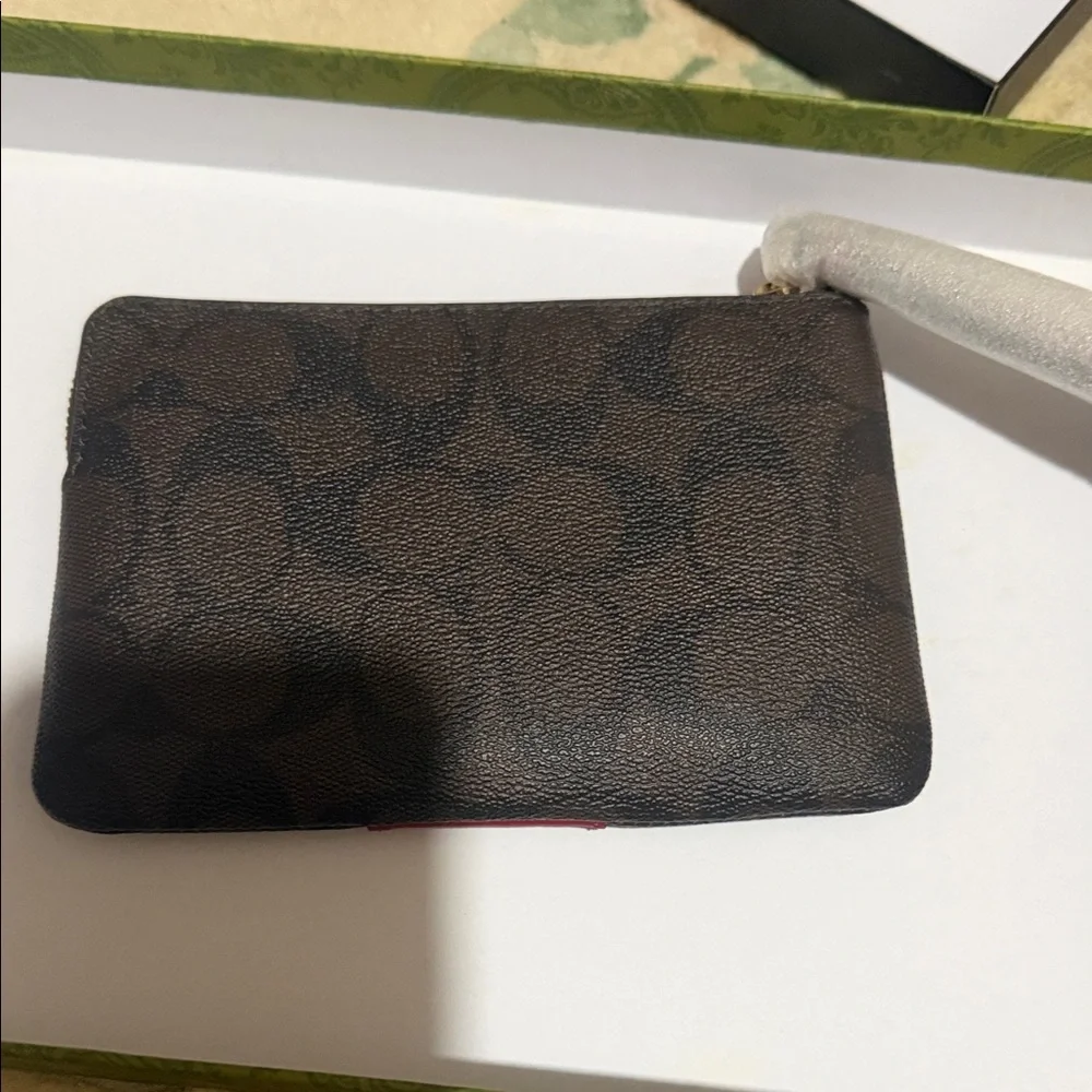 Coach Signature Brown and Red Wristlet